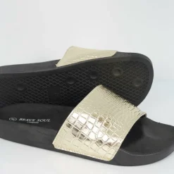 Mens Metallic Crocodile Strap Slider