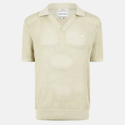 Men's Open Knit Short-Sleeve Polo Shirt