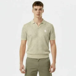 Men's Open Knit Short-Sleeve Polo Shirt