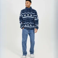 Mens Quarter Zip Borg Fleece with Pattern