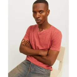 Men's Regular Fit Split Neck T-Shirt