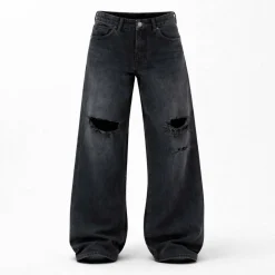 Men's Ripped Cotton Straight Leg Jeans