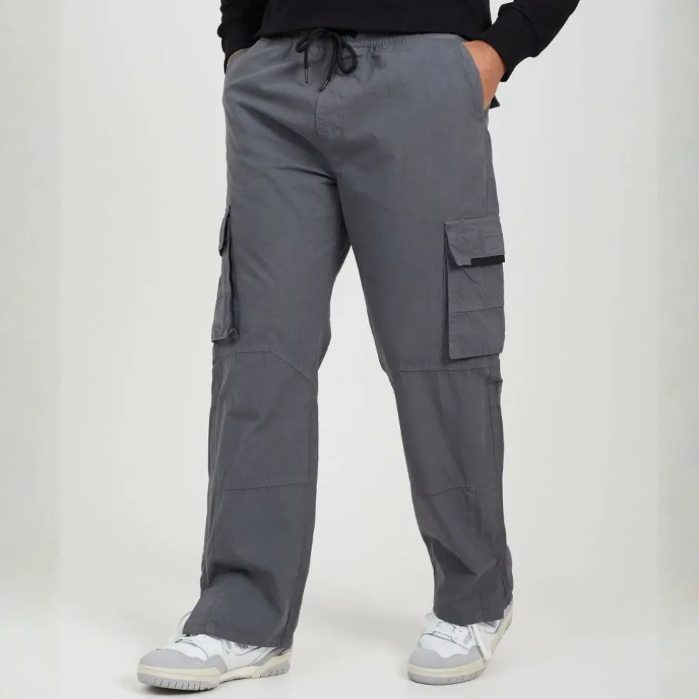 Mens Ripstop Cargo Trousers with Drawstring Waist