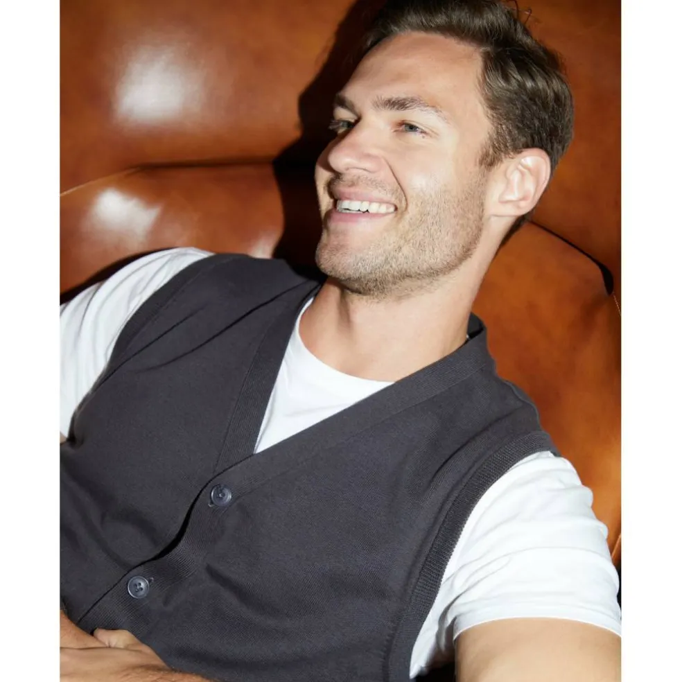 Men's Rossall Button Knitted Sweater Vest