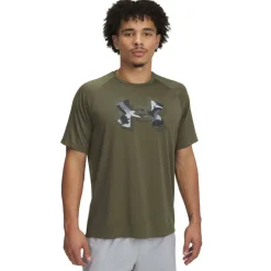 Men's Spring Tech Print Short-Sleeve Performance Gym Top