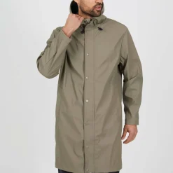 Mens Taupe Rubberised Hooded Parka