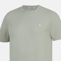 Men's Texture Cotton Short Sleeve Crew Neck Embroidered T-Shirt