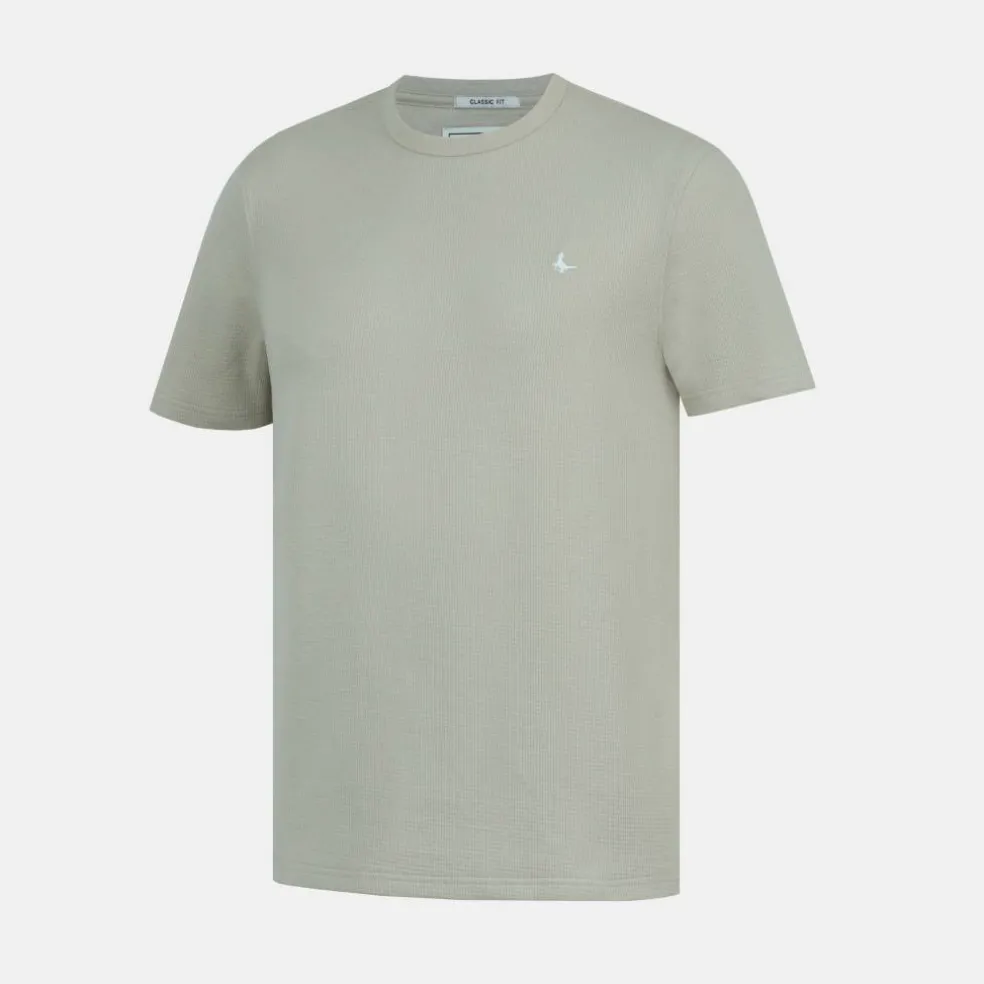 Men's Texture Cotton Short Sleeve Crew Neck Embroidered T-Shirt