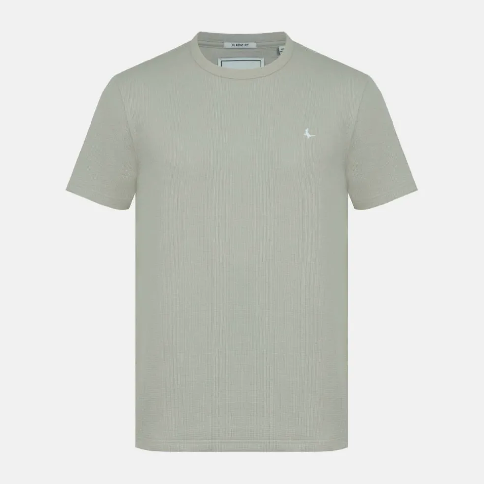 Men's Texture Cotton Short Sleeve Crew Neck Embroidered T-Shirt