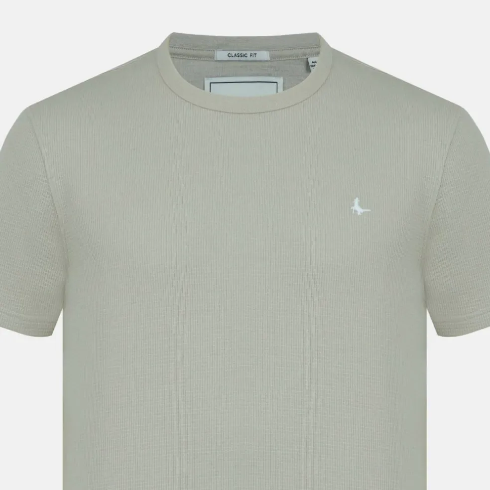 Men's Texture Cotton Short Sleeve Crew Neck Embroidered T-Shirt