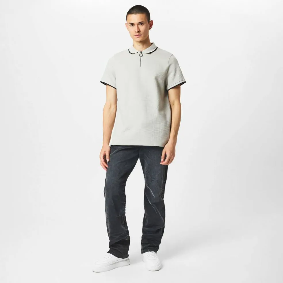Men's Waffle Short-Sleeve Polo Shirt