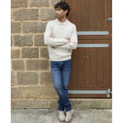 Men's Windermere Long Sleeve Zip Knitted Polo Shirt