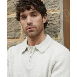 Men's Windermere Long Sleeve Zip Knitted Polo Shirt