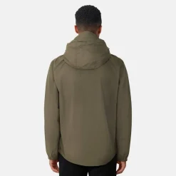 Men's Zip Through Cotton Wind Resistant Long Sleeve Hooded Rain Anorak