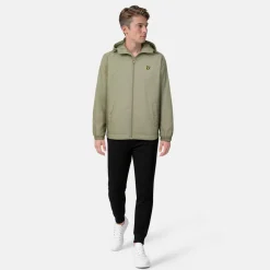 Men's Zip Through Cotton Wind Resistant Long Sleeve Hooded Rain Anorak