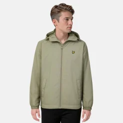 Men's Zip Through Cotton Wind Resistant Long Sleeve Hooded Rain Anorak