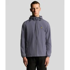 Men's Zip Through Cotton Wind Resistant Long Sleeve Hooded Rain Anorak