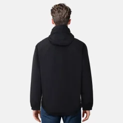 Men's Zip Through Cotton Wind Resistant Long Sleeve Hooded Rain Anorak