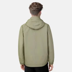 Men's Zip Through Cotton Wind Resistant Long Sleeve Hooded Rain Anorak