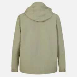 Men's Zip Through Cotton Wind Resistant Long Sleeve Hooded Rain Anorak