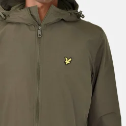Men's Zip Through Cotton Wind Resistant Long Sleeve Hooded Rain Anorak