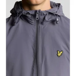 Men's Zip Through Cotton Wind Resistant Long Sleeve Hooded Rain Anorak