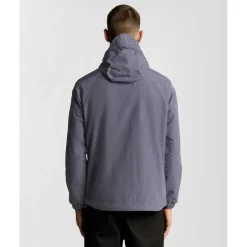 Men's Zip Through Cotton Wind Resistant Long Sleeve Hooded Rain Anorak