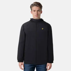 Men's Zip Through Cotton Wind Resistant Long Sleeve Hooded Rain Anorak