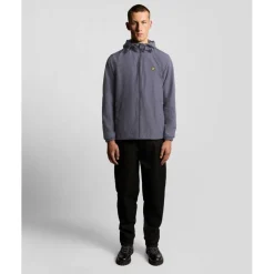 Men's Zip Through Cotton Wind Resistant Long Sleeve Hooded Rain Anorak