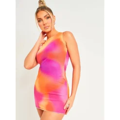 Multi Mesh Blur Print Mini Dress
