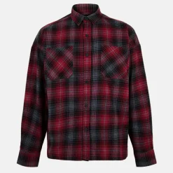Ombre Check Flannel Shirt Red