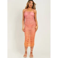 Ombre Print Mesh Midaxi Dress