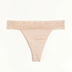 5 Pack Lace Trim Cotton Thong