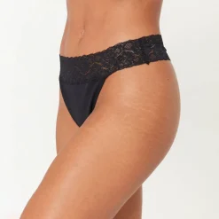 5 Pack Lace Trim Cotton Thong