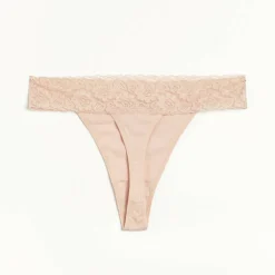 5 Pack Lace Trim Cotton Thong