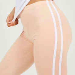 Peach Leggings with Stripe Detail