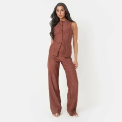 Pinstripe Wide Leg Trousers