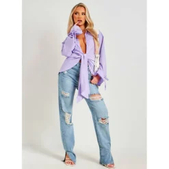 Plunge Drape Detail Shirt