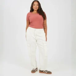 Plus Size Basic Ribbed Short Sleeve T-shirt