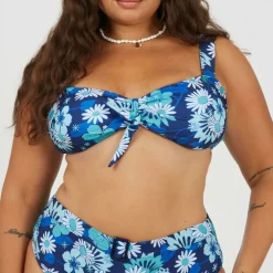 Plus Size Bikini Top with Retro Floral Print