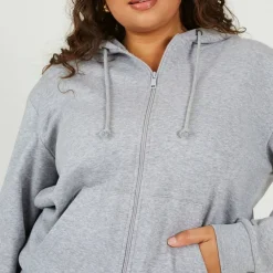 Plus Size Classic Zip Through Hoodie with Pockets