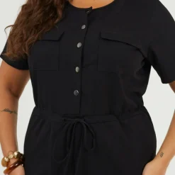 Plus Size Utility Style Jumpsuit with Drawcord Waist