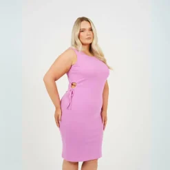 Plus Size Womens Midi Dress with Cut Out Detail
