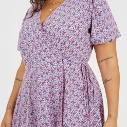 Plus Size Wrap Midi Dress with Floral Print
