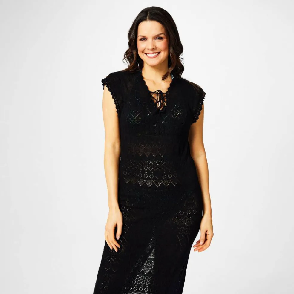 Pointelle Knit Maxi Dress