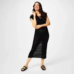 Pointelle Knit Maxi Dress