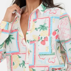 Printed Crepe Long Sleeve Shirt