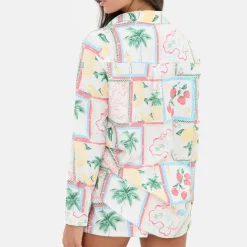 Printed Crepe Long Sleeve Shirt