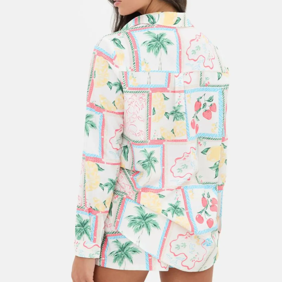 Printed Crepe Long Sleeve Shirt