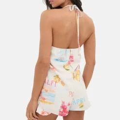 Printed Ruffle Halter Playsuit
